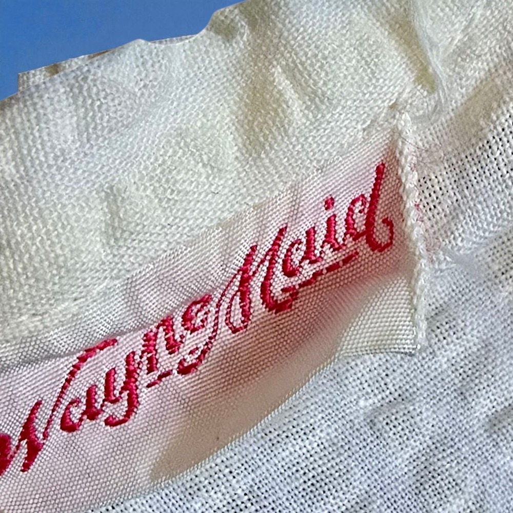 Vintage 1940s Wayne Maids White Seersucker Uniform Dress Belted Button Front 40 - Picture 14 of 16
